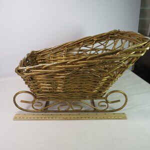 Large Wicker Warm Gold Sleigh w metal runners